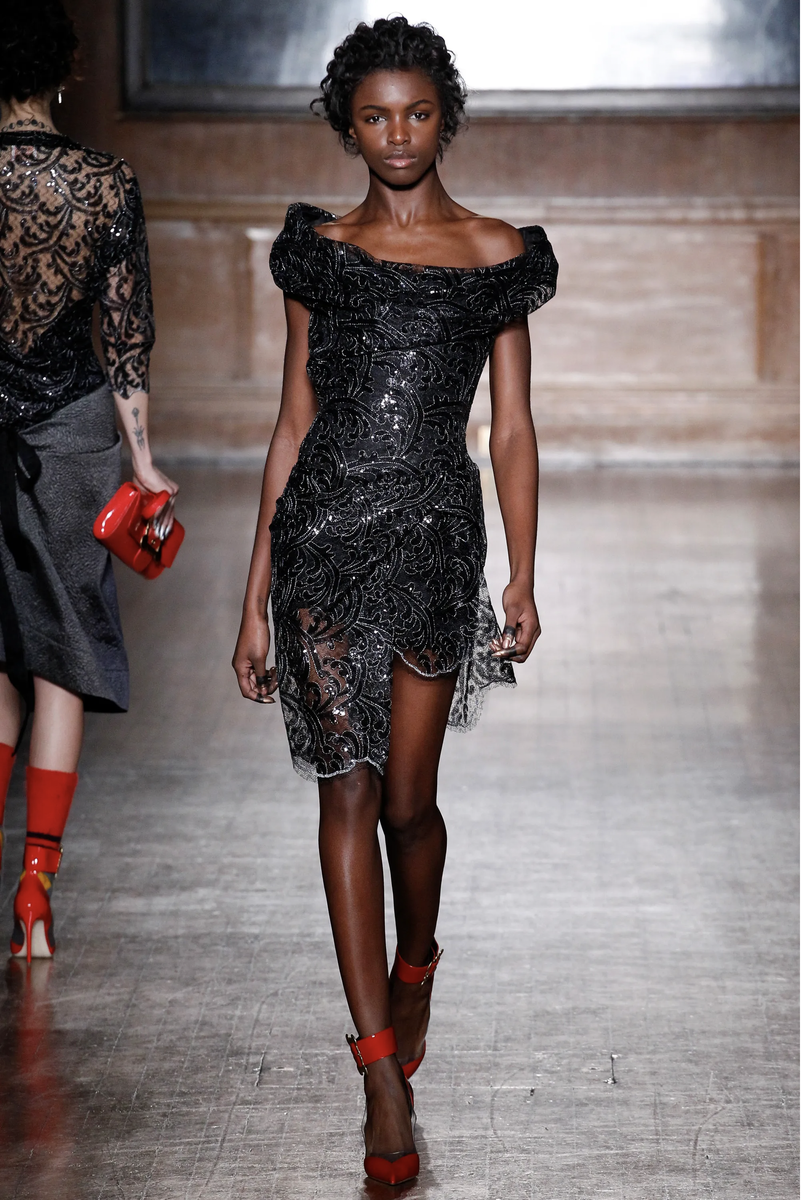 Vivienne Westwood Black Sheer Sequin Devana Corset Dress Fall 2016 – PauméLosAngeles