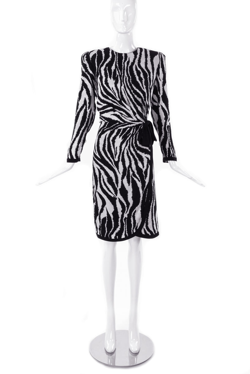 Louis Féraud Black and White Zebra Print Dynasty Dress - BOUTIQUE