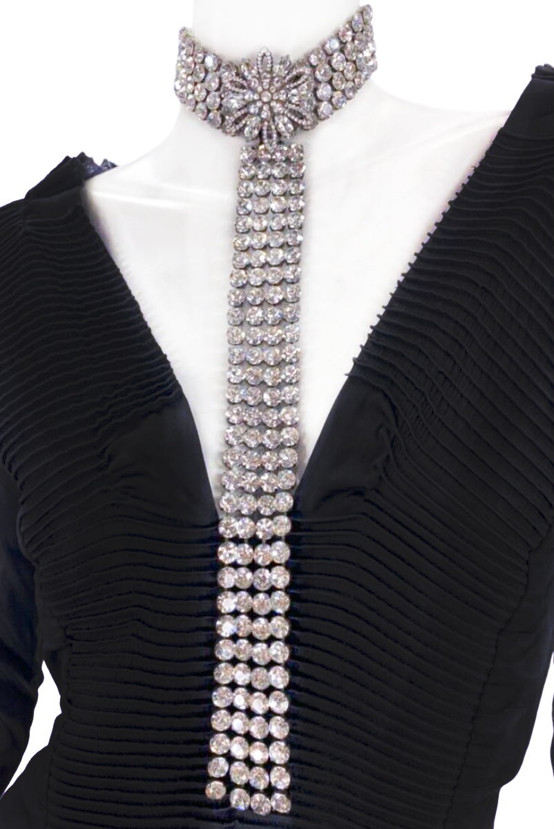 Dolce Gabbana Crystal Waterfall Oversized Choker Necklace Fall