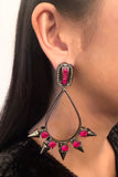 Mawi London Ruby Red Gunmetal Spiked Hoop Earrings