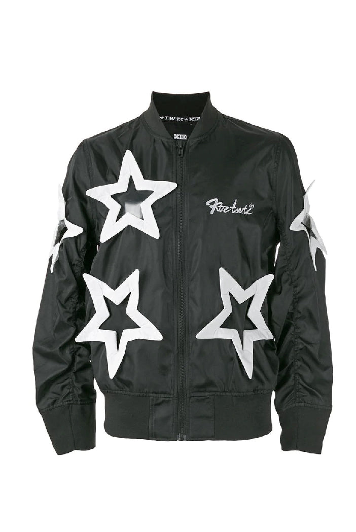 KTZ Black Bomber Unisex Jacket with Pop-Out 3d Star Shape Details