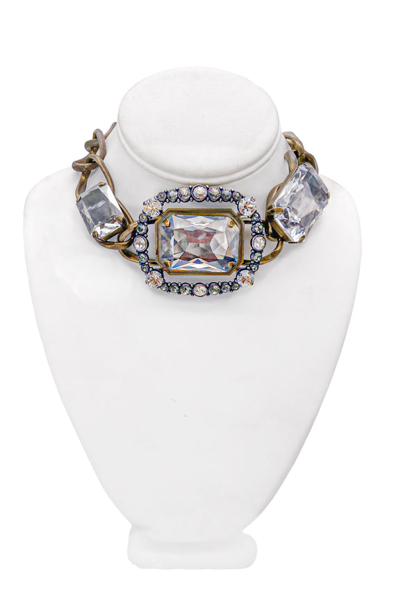 Lanvin Oversized Diamond Chain Choker Necklace Spring 2014