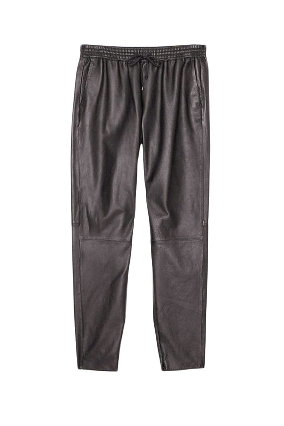 Ohne Titel Black Leather Joggers with Tie Waist SS2015