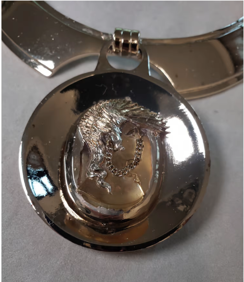 Jean Paul Gaultier Gold Metal Punk Nose Ring Medallion Necklace