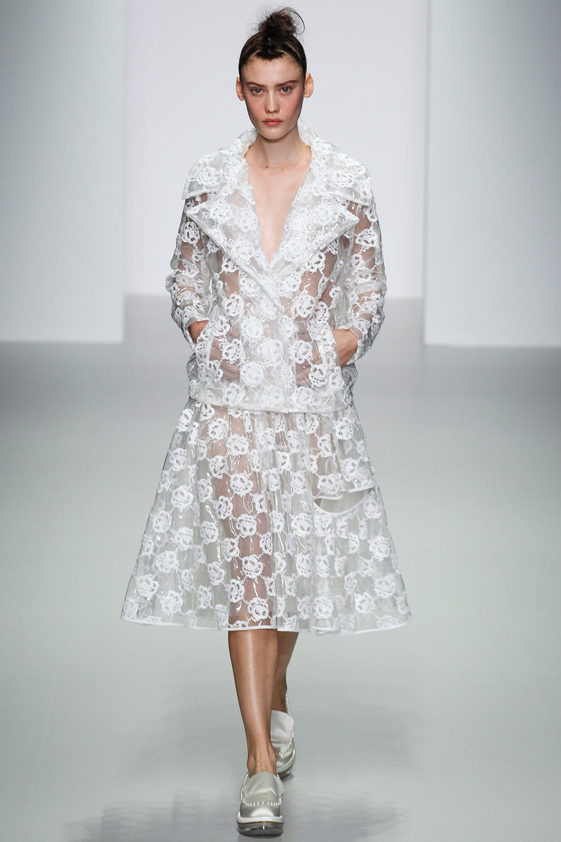 Simone Rocha シースルーレースフリル半袖トップス レディース トップス 半袖 レース フリル シースルー (ブラウス