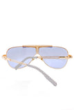 Versace Aviator Sunglasses with White Perforated Leather