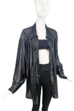 Vintage Black Glitter Oversized Lurex Blouse Hedi Slimane Dior Homme Style Shirt