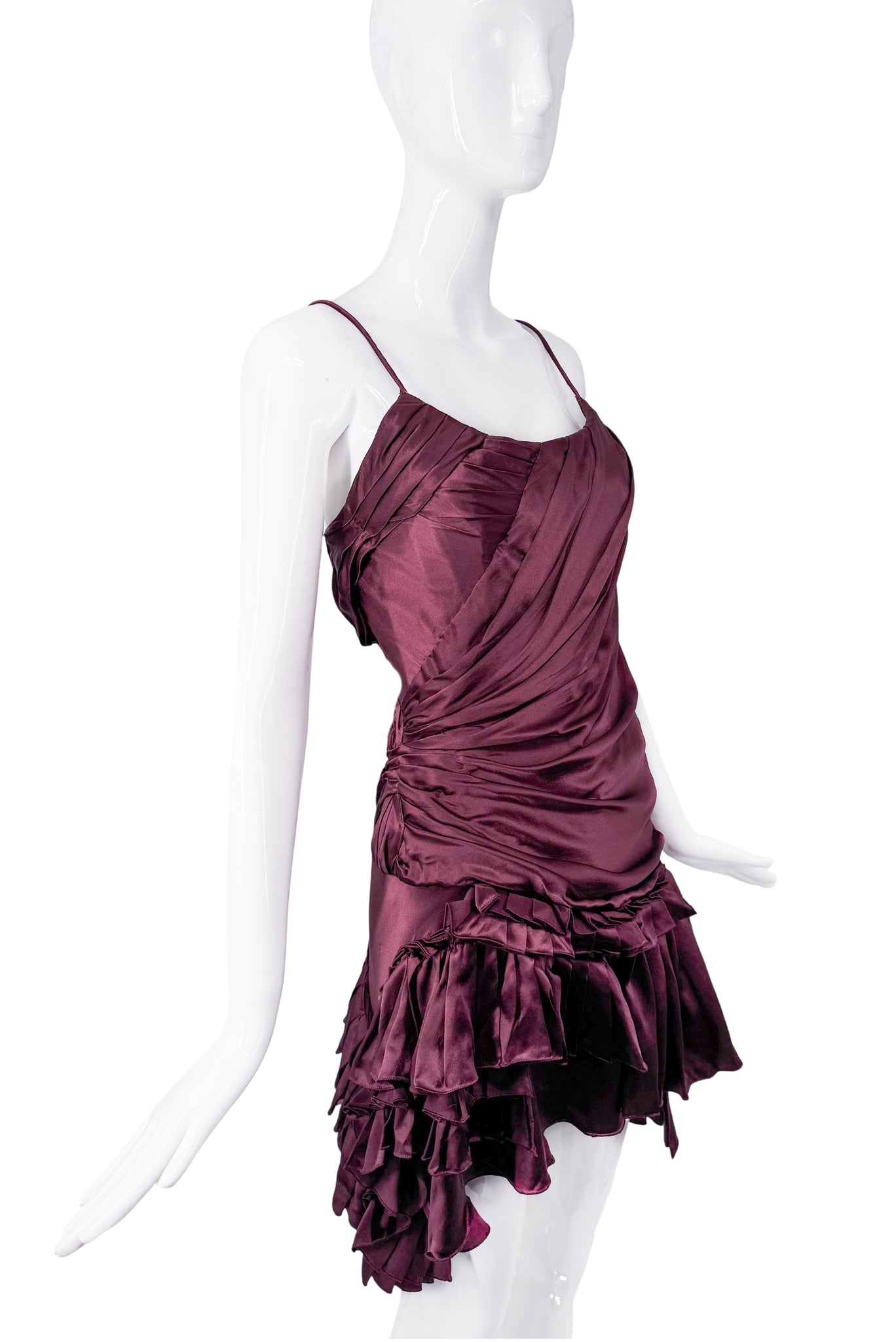 Roberto Cavalli Purple Maroon Ruffle Corset Mini Dress Gown Fall 2005 – PauméLosAngeles Roberto Cavalli Purple Maroon Ruffle Corset Mini Dress Gown Fall 2005 – PauméLosAngeles