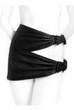 Alaia Black Leather Cut Out Side Buckle Mini Skirt F/W 1983