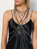 Alexander McQueen Silver Chain Crystal Multi Layer Harness Necklace Runway Spring 2019