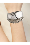 Alexander McQueen Silver Sculptural Bone Biker Chain Bracelet