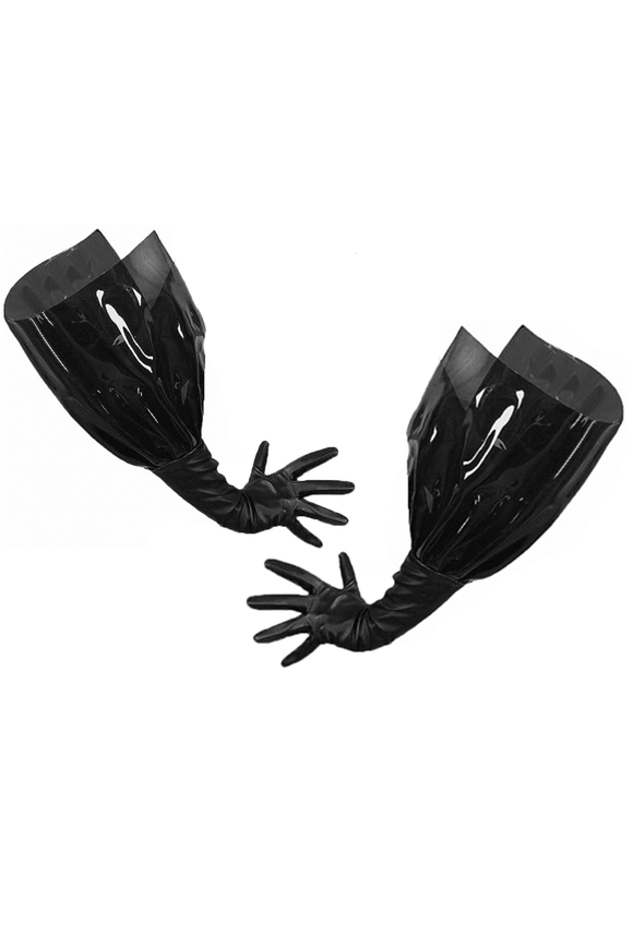 Vintage Black Leather & Vinyl Sculptural Gloves Sleeves