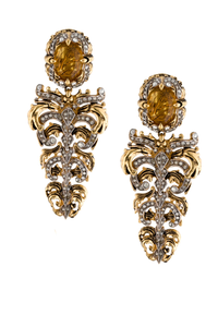Roberto Cavalli Gold Amber Tiger Eye Grape Earrings