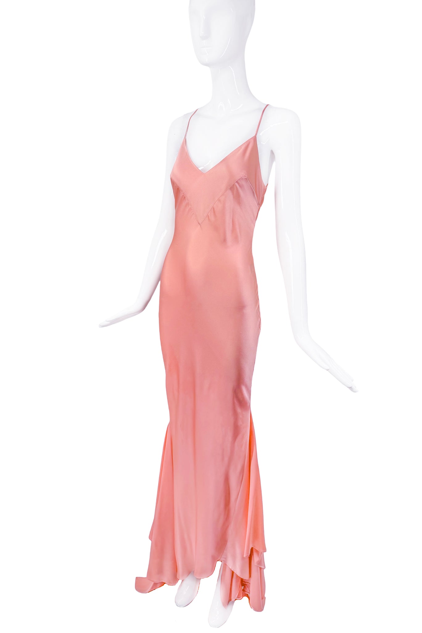 Roberto Cavalli Salmon Pink Silk Slip Dress Gown Runway Spring 2004 – PauméLosAngeles Roberto Cavalli Salmon Pink Silk Slip Dress Gown Runway Spring 2004 – PauméLosAngeles