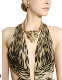 Roberto Cavalli Leopard Panther Gold Ruby Eye Necklace