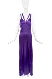 Roberto Cavalli Purple Silk Slip Dress Gown