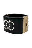 Chanel Black Resin Pearl "CC" Logo Cuff Bracelet