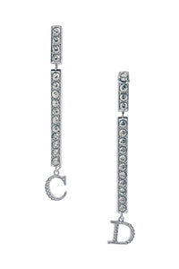 Christian Dior by Galliano Crystal Bar "CD" Logo Y2K Earrings