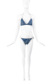 Christian Dior by John Galliano Blue White Denim Print Logo Bra Panty Bikini Spring 2000