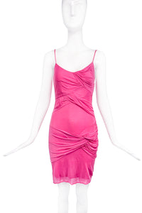 Christian Dior by John Galliano Pink Ruched Mini Dress