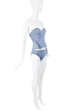 Christian Dior by John Galliano Blue Denim Lace Up Corset Bustier Top Fall 2002