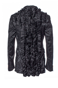 Comme Des Garcons Homme Black Satin Quilted Ruffle Tuxedo Jacket