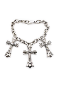 Cruize "Claude" Silver Metal Triple Cross Necklace