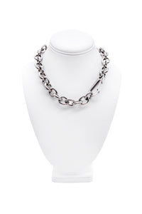 Cruize "Bellamy" Silver Rounded Chain Link Necklace with Oversized Lobster Clasp