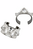 St. John Silver Crystal Spike Pyramid Rock Stud Bracelets - Set of 2