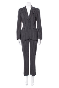 Dolce Gabbana Dark Gray Black Pin Stripe Suit