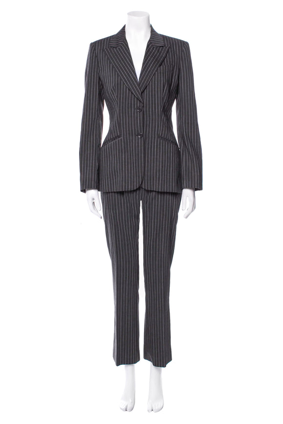 Dolce Gabbana Dark Gray Black Pin Stripe Suit