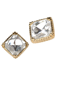 Christian Dior Gold Square Crystal Earrings