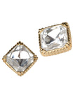 Christian Dior Gold Square Crystal Earrings