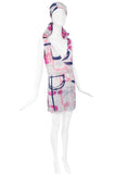 Christian Dior by John Galliano Pink Purple Graffiti Print Shift Dress with Matching Bikini & Sarong