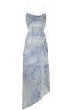 Dior by Galliano Style Denim Patch Bias Silk Slip Retrofete Dress