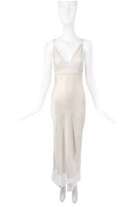Christian Dior by John Galliano White Silk Lace Negligee Slip Dress Gown 1998