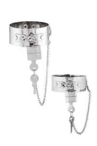 Dolce Gabbana Silver Metal Padlock Logo Set of 2 Bracelets Fall 2007