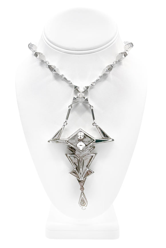 Eddie Borgo Silver Metal Dragon Fly Frog Necklace