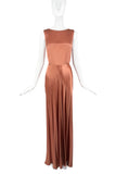 Ghost London Brown Cooper Bronze Silk Satin Shift 90's Minimalism Dress Gown