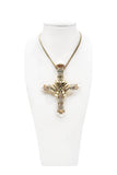 Givenchy Gold Diamond and Pearl Logo Cross Necklace