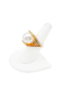 Vintage Gold Pearl Fold Over Ring