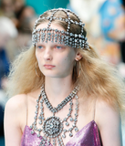 Gucci Crystal Silver Oversized Hanging Necklace Runway Fall 2018