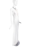 Gucci by Tom Ford Off White Halterneck Crystal Rope Gown Dress