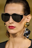 Saint Laurent Silver Oversized Geometric Gold Ball Earrings Spring 2024