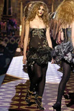 Roberto Cavalli Black Embroidered Ruffle Corset Mini Dress Gown Fall 2004