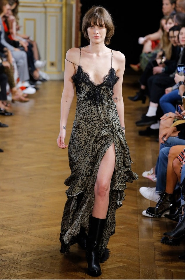 black redemption dress Redemption Paris Green Olive Leopard Camoflauge Black Lace Silk Slip D –  PauméLosAngeles