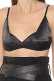 Jil Sander Black Satin Double Layer Nikita Bralette Bra Top