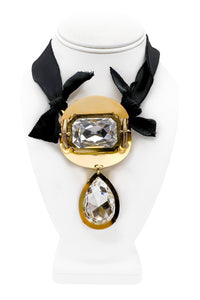 Lanvin Gold Crystal Tear Drop Necklace