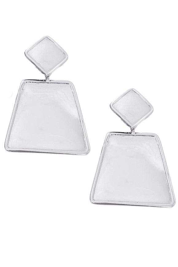 Mugler Silver Metal Trapezoid Futuristic Earrings