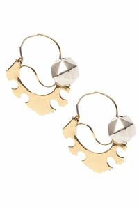 Patou Gold Sculpture Silver Ball Earrings